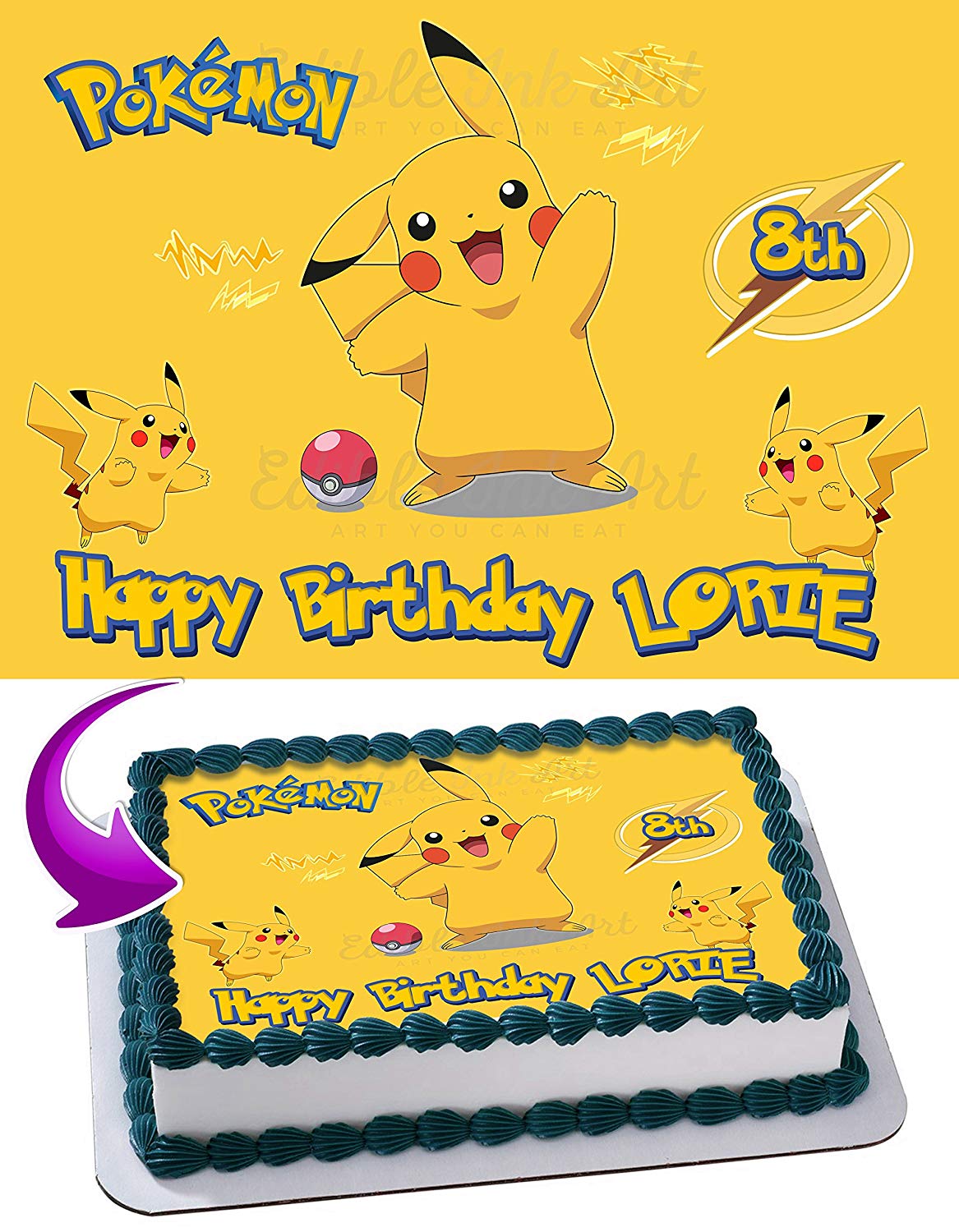 Pikachu Pokekids Edible Cake Topper