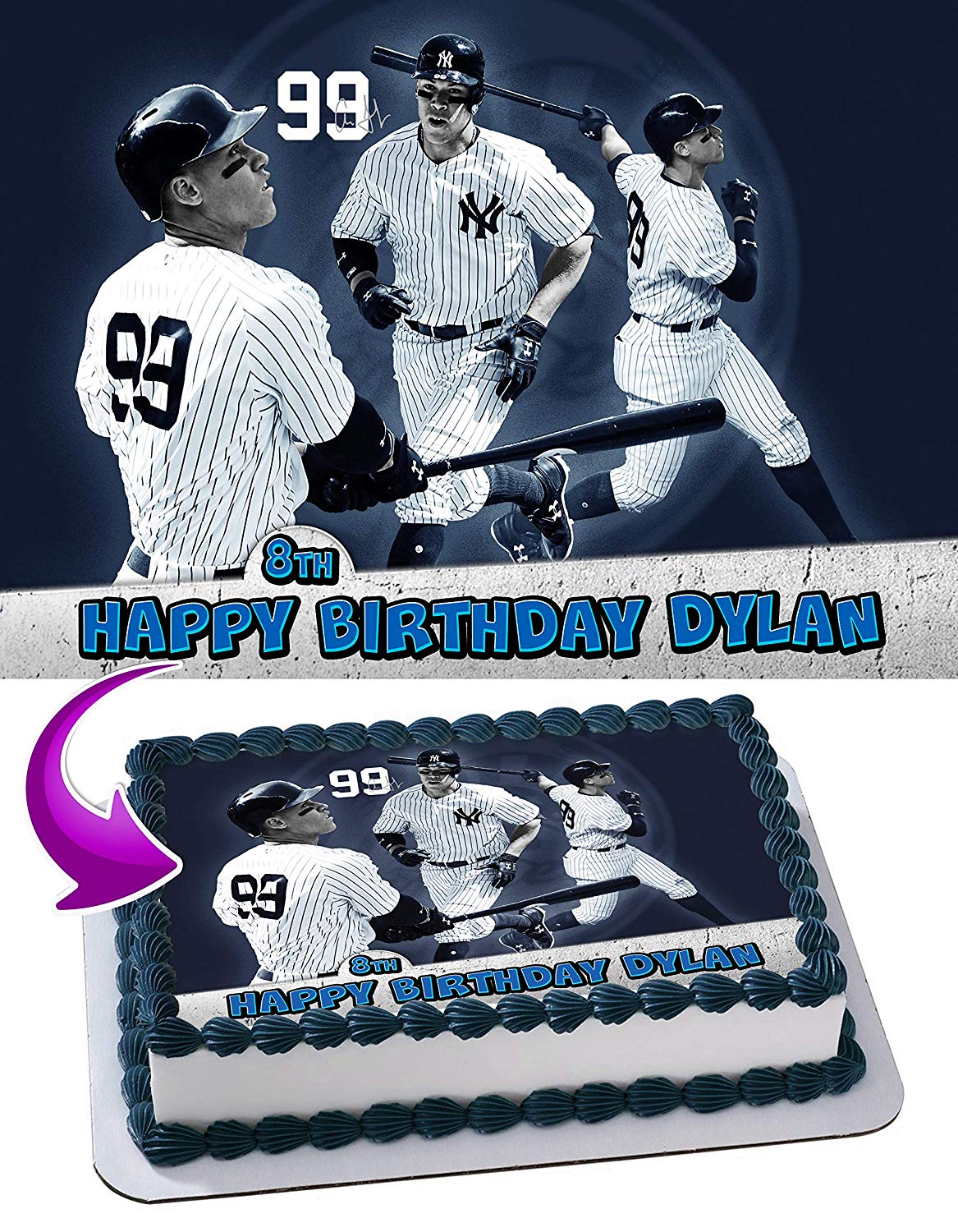 Aaron Judge New York Yankees 2 Edible Cake Topper