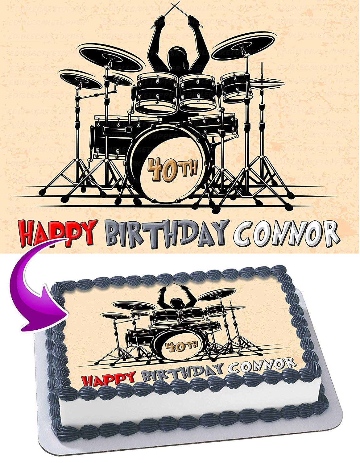 Drum Kit Edible Cake Topper