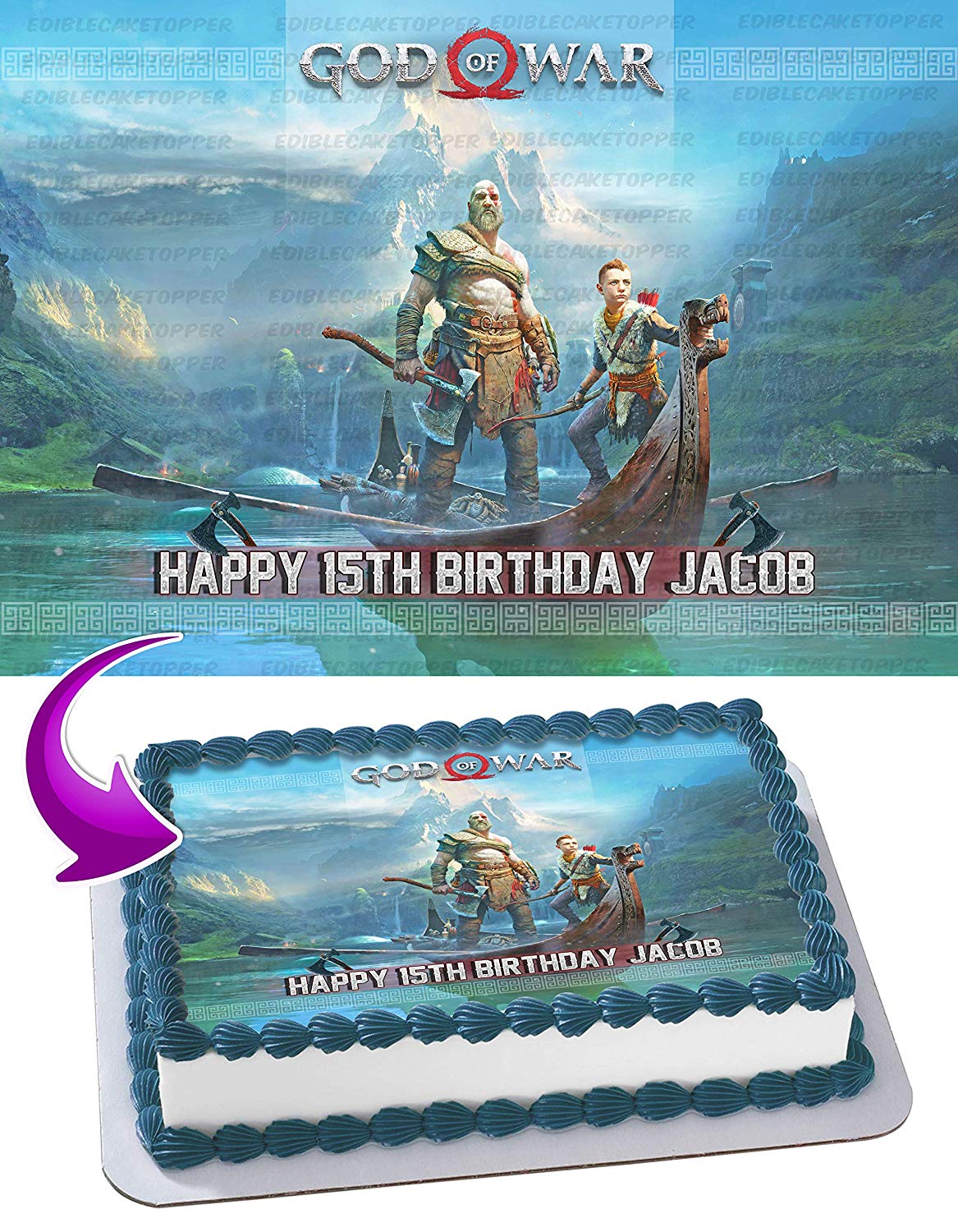 God of War Game Edible Cake Topper