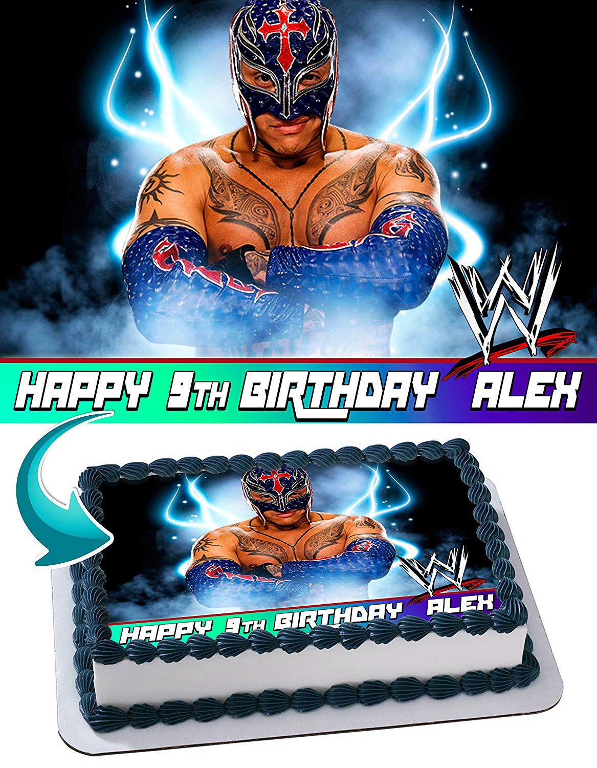 Rey Mysterio Wrestler W Edible Cake Topper