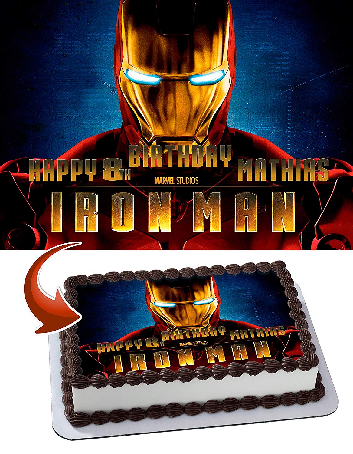 Iron Kids Super Heroe Man Edible Cake Topper