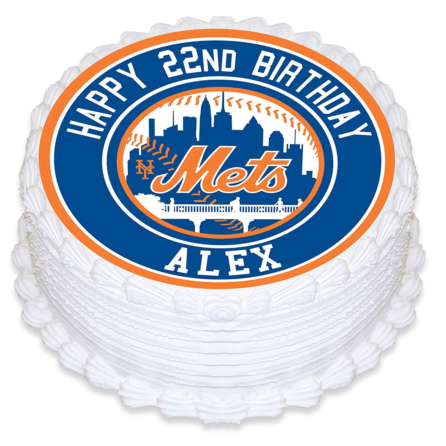 New York Mets Baseball Round – Icing Sheet Birthday - Personalized Edible Cake Topper | Custom Icing Sheet | Birthday Cake Decoration