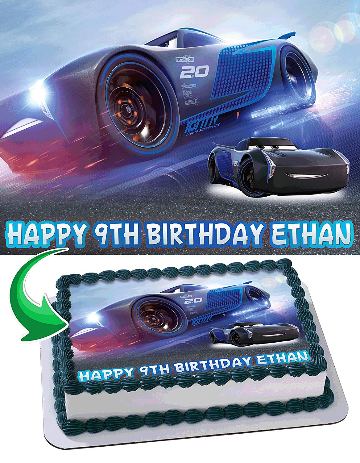 Jackson Storm Cars 3 Edible Cake Topper