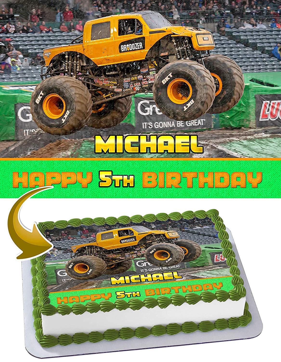 BroDozer Monster Truck Edible Cake Topper