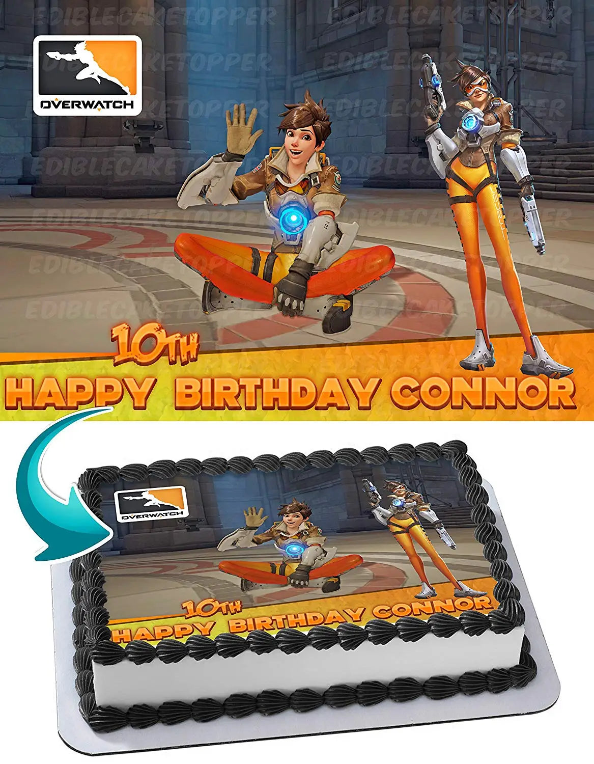 Tracer Overwatch Edible Cake Topper