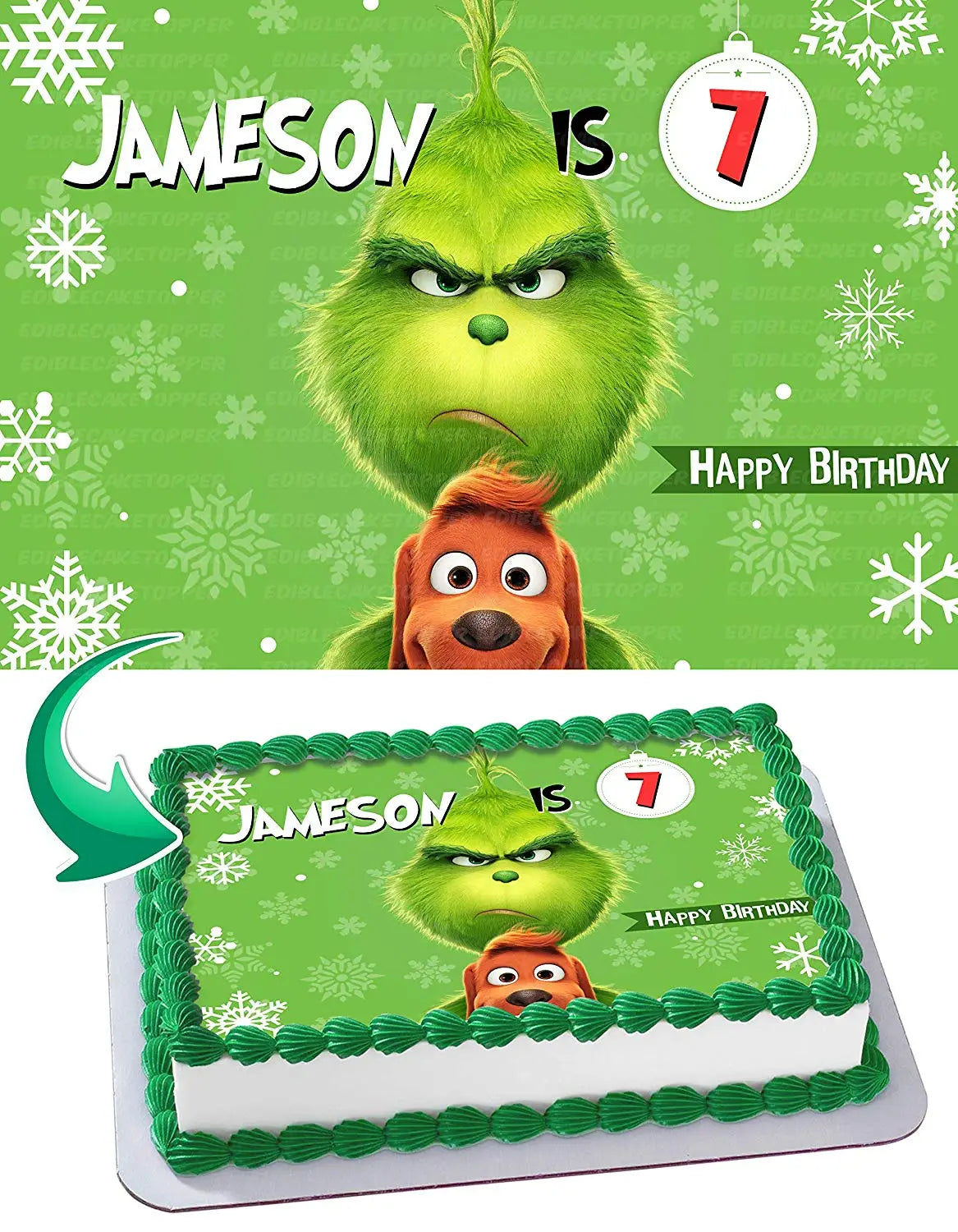 THE GRINCH Christmas Edible Cake Topper