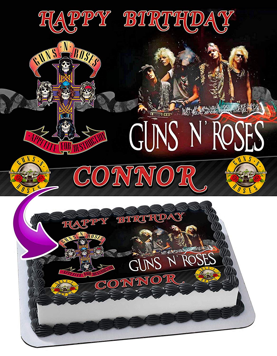 Guns N Roses Edible Cake Topper