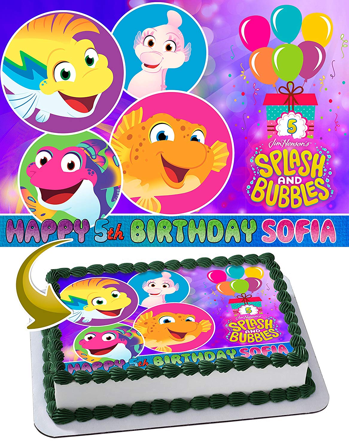 Splash and Bubbles Edible Cake Topper