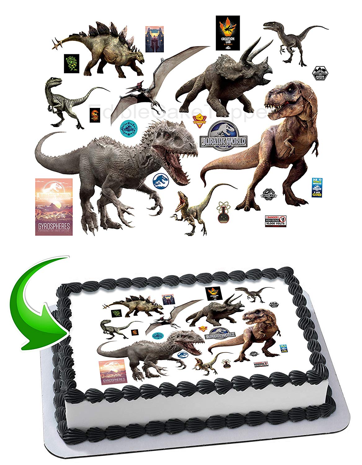 Jurassic World Tyrannosaurus Dinosaurs Edible Cake Topper