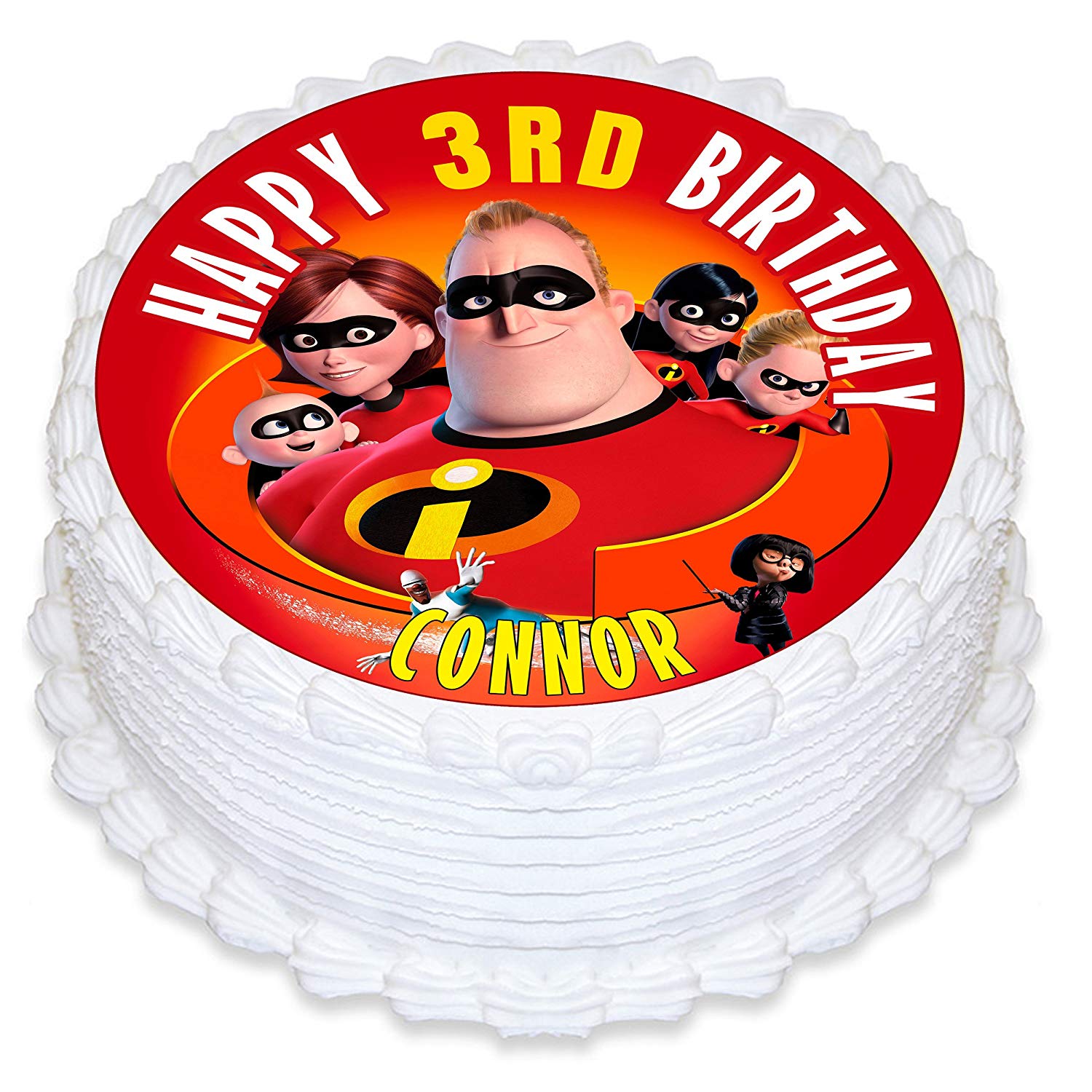 Incredibles Super Heroes Kids Round – Icing Sheet Birthday - Personalized Edible Cake Topper | Custom Icing Sheet | Birthday Cake Decoration