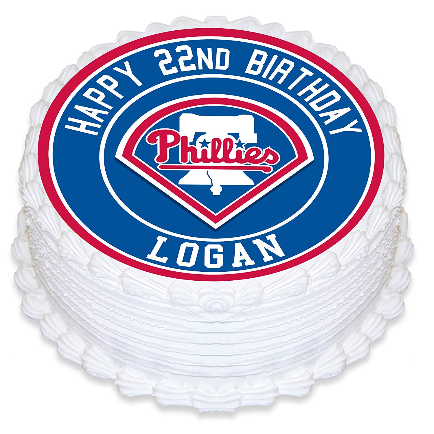 Philadelphia Phillies Baseball Round – Icing Sheet Birthday - Personalized Edible Cake Topper | Custom Icing Sheet | Birthday Cake Decoration