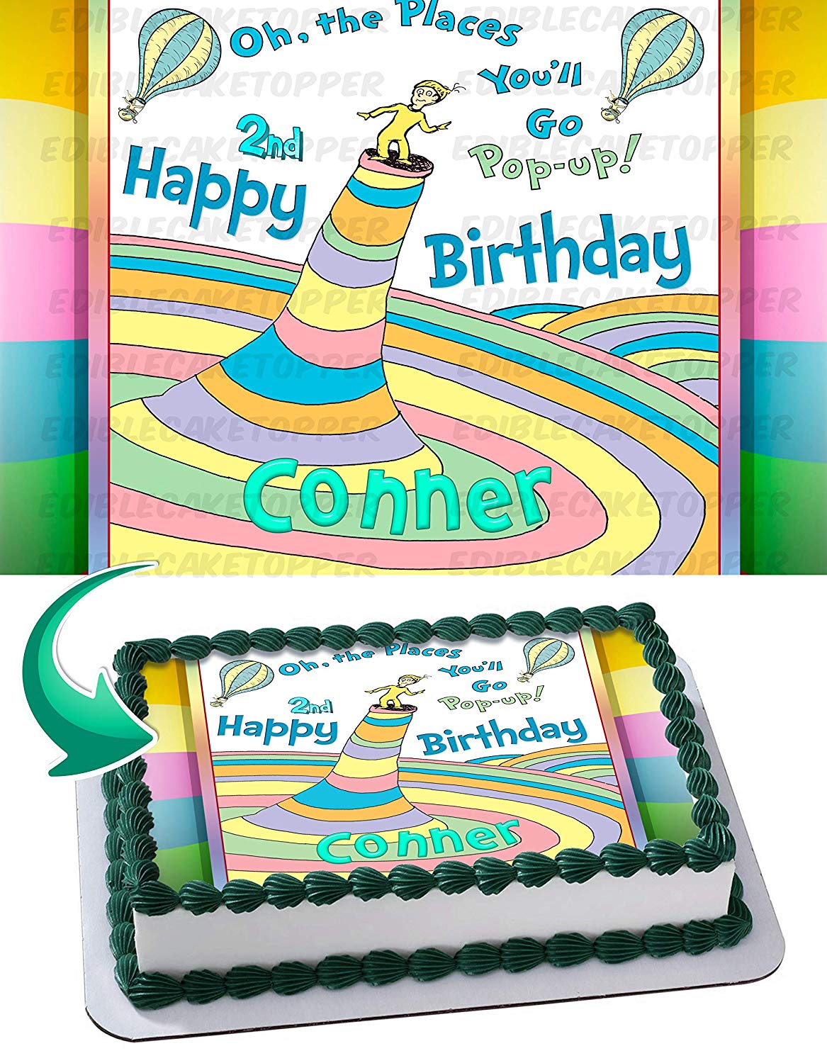 Oh the Places Youll Go Edible Cake Topper