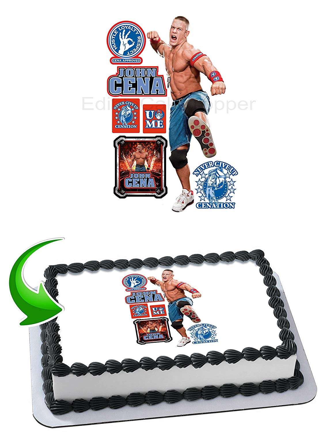 John Cena Wrestler JCW Edible Cake Topper