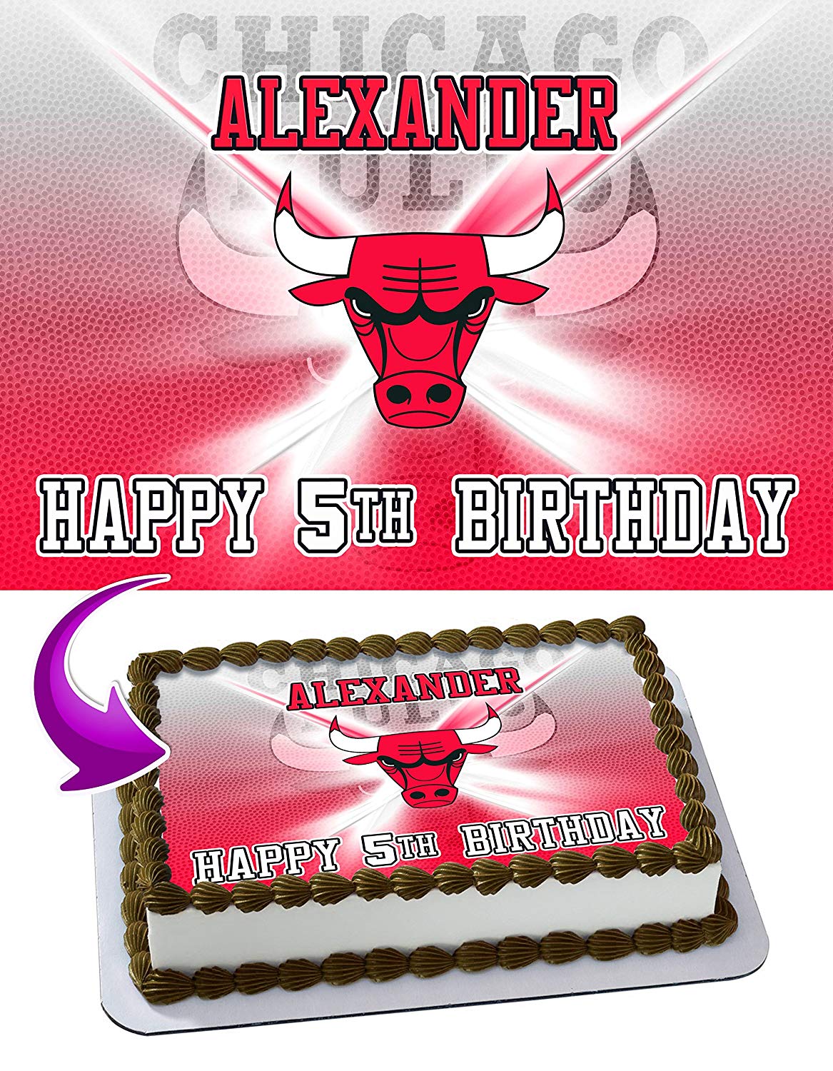 Chicago Bulls Basketball Edible Cake Topper