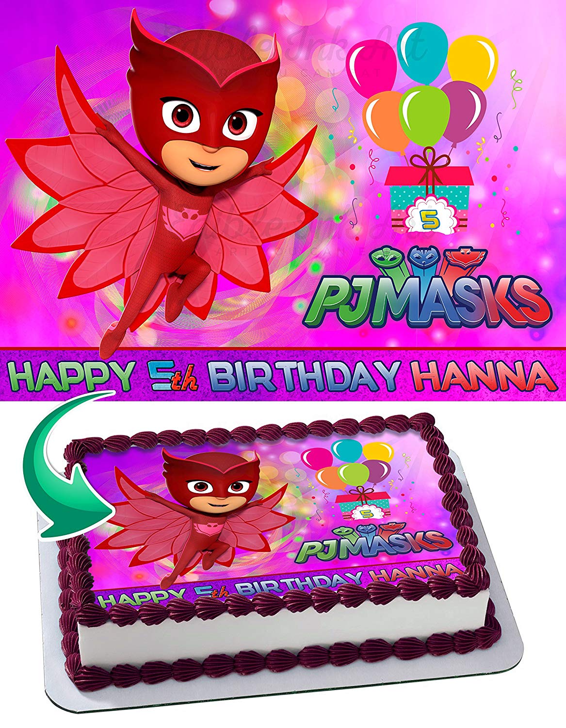 OWLETTE PJ MASKS Edible Cake Topper