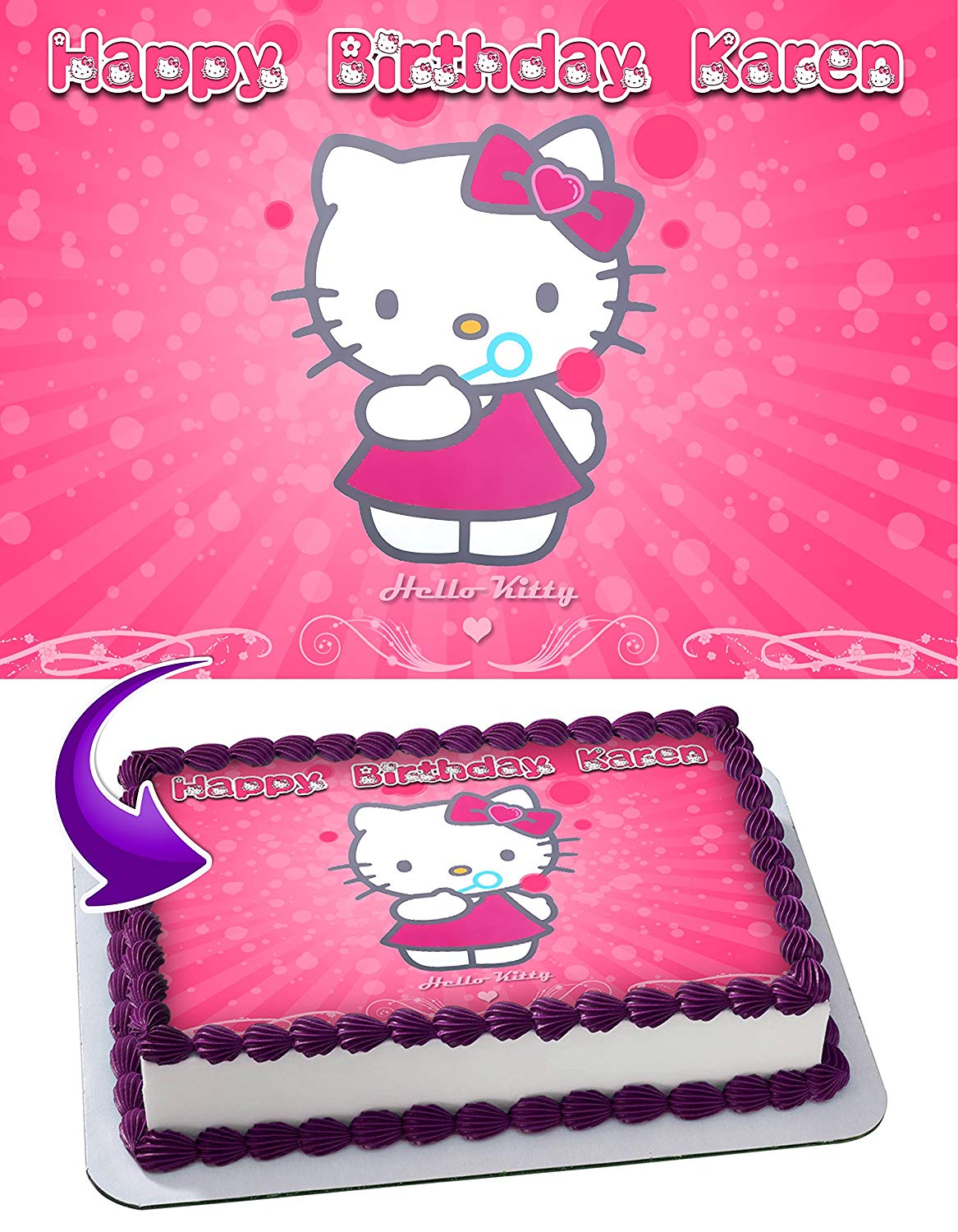 Kitties Kids Girls Hello Edible Cake Topper