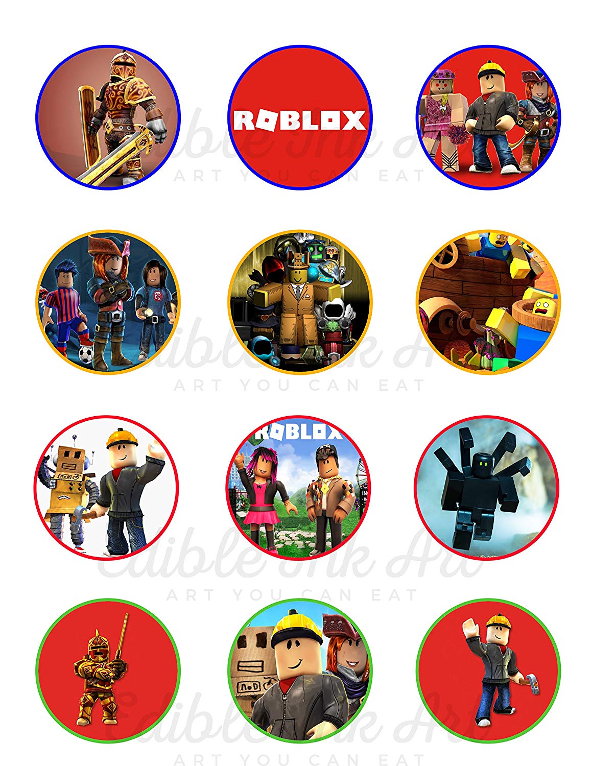 Roblox Kids Gamers Edible Cupcake Toppers – Round Icing Sheet Birt - Edible Cake Topper | Icing Sheet | Birthday Cake Decoration