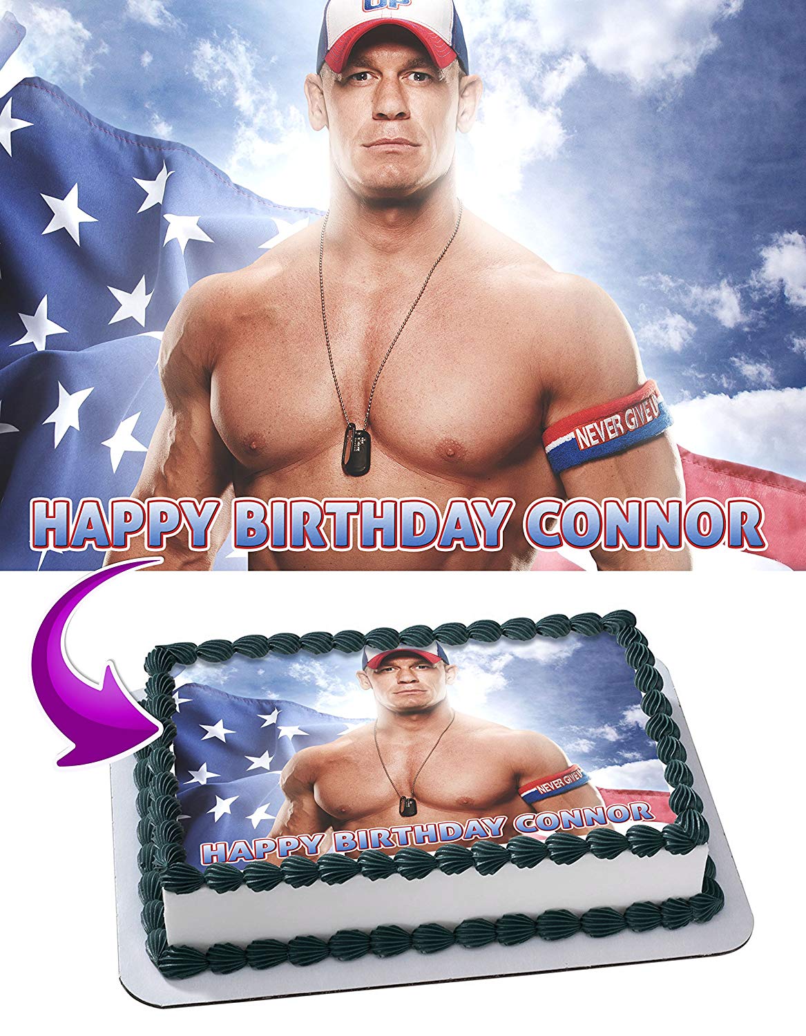 John Cena Wrestler W Edible Cake Topper