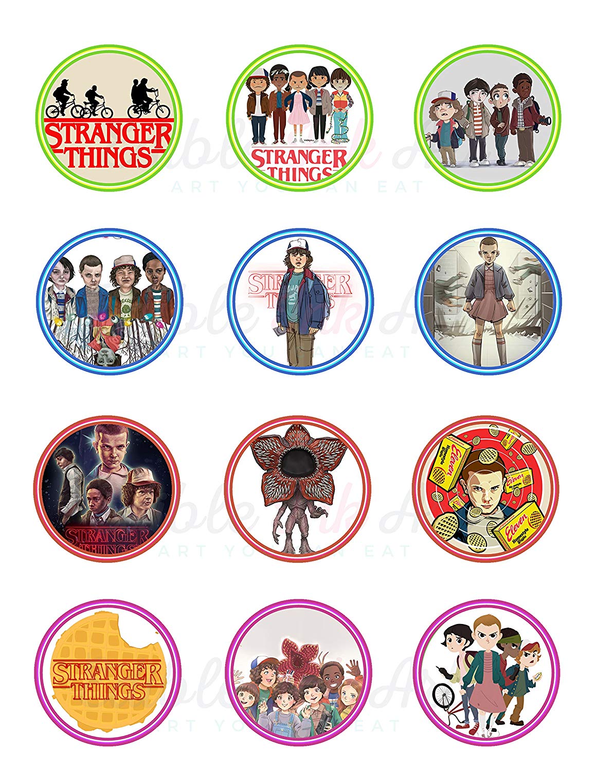 Stranger Things Edible Cupcake Toppers – Round Icing Sheet Birthd - Edible Cake Topper | Icing Sheet | Birthday Cake Decoration