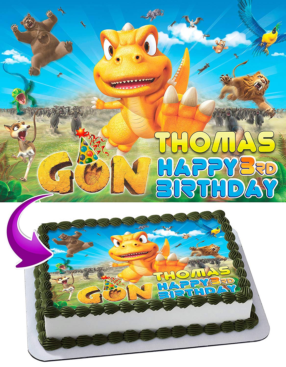 Gon Dinosaur Edible Cake Topper
