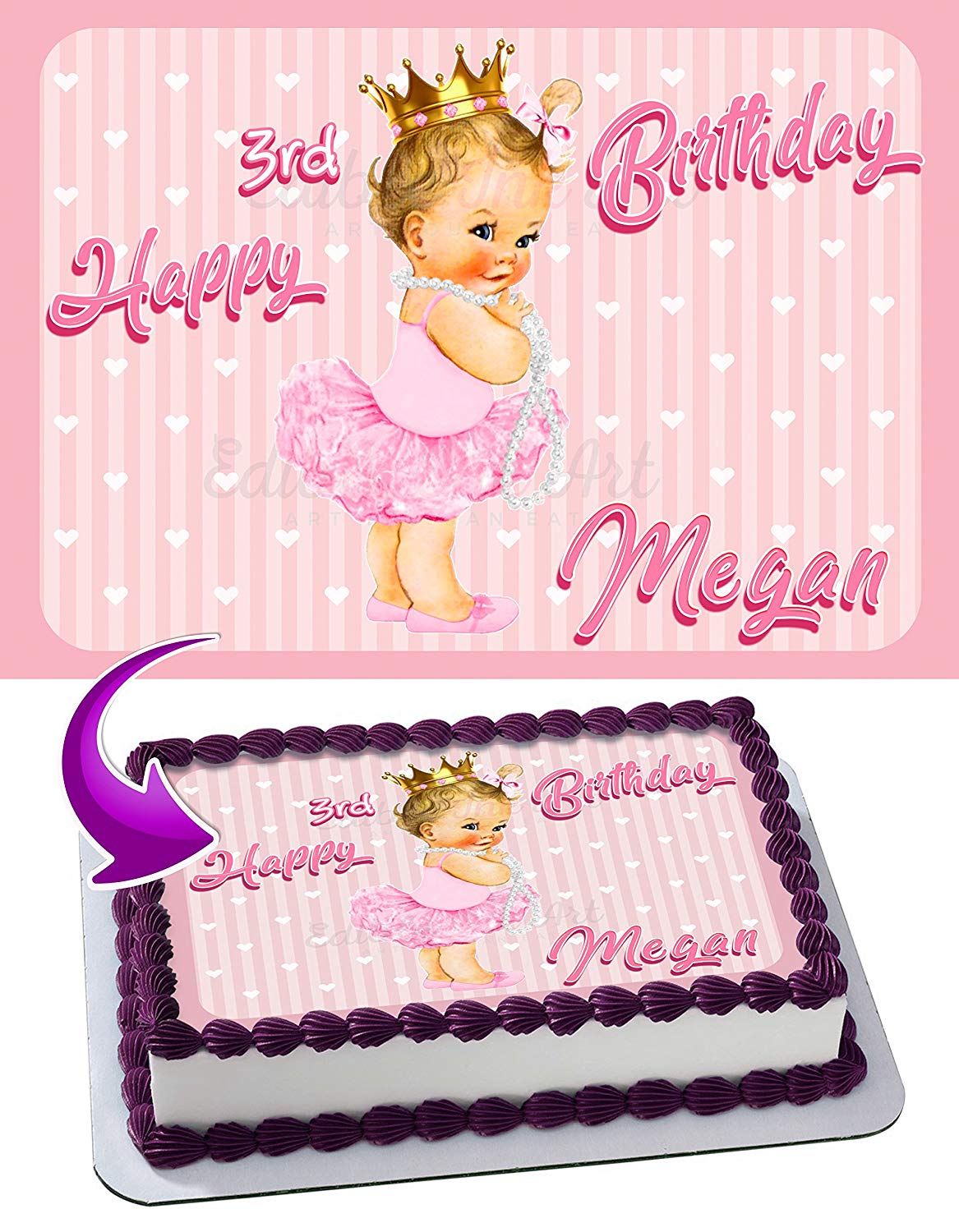 Baby Girl Princess Ruffle Pants Edible Cake Topper
