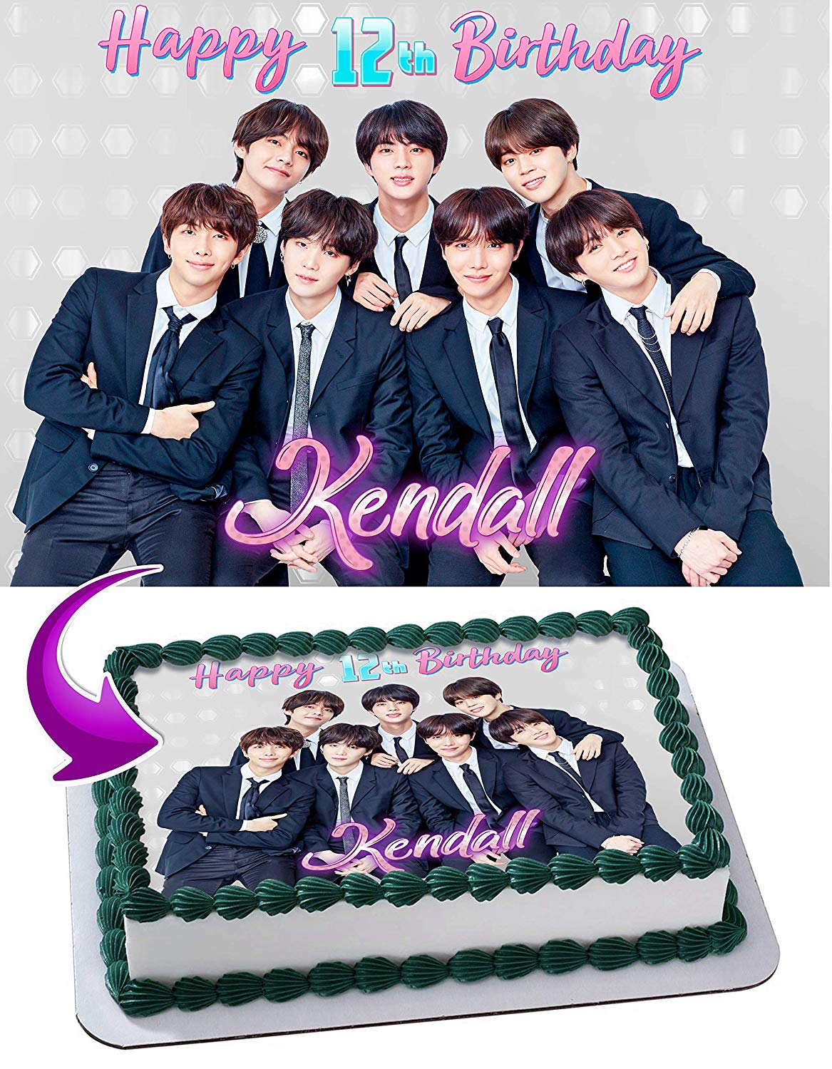 BTS Boy Band Bangtan Boys Edible Cake Topper