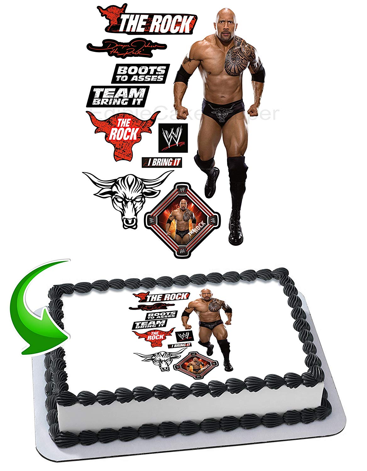 Dwayne Johnson The rock Wrestler W Edible Cake Topper