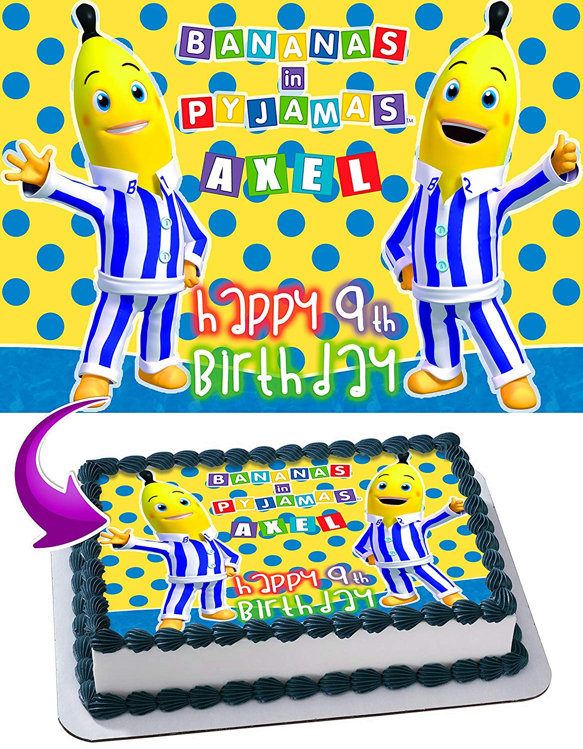 Bananas in Pyjamas Edible Cake Topper