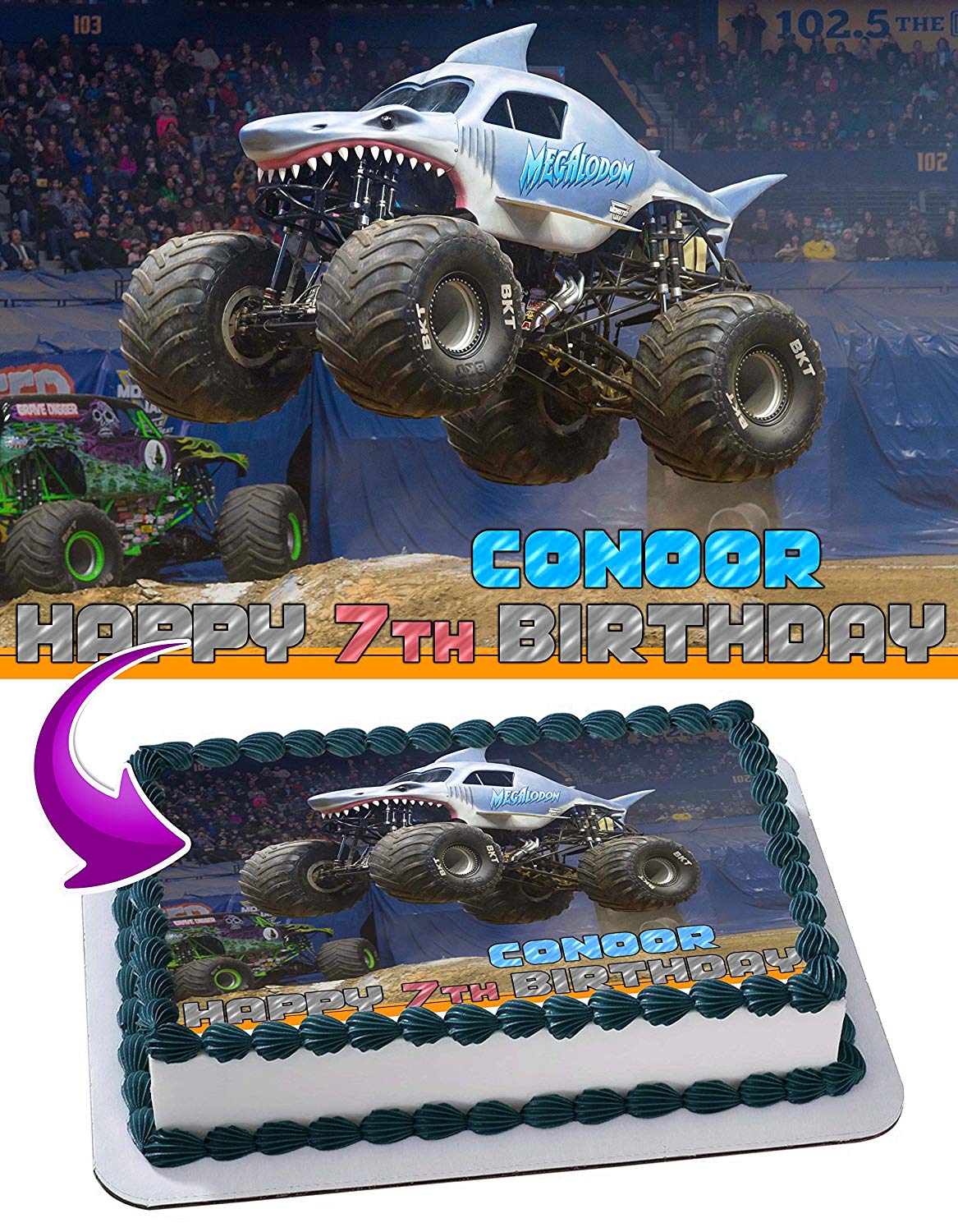 Megalodon Big Truck Edible Cake Topper