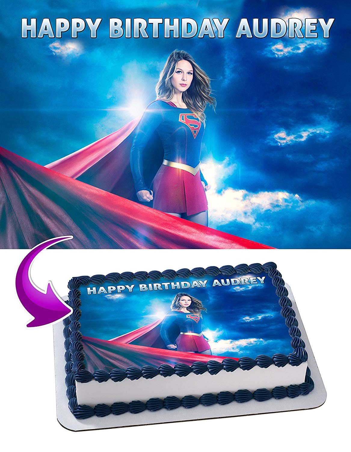 Super Girl Edible Cake Topper