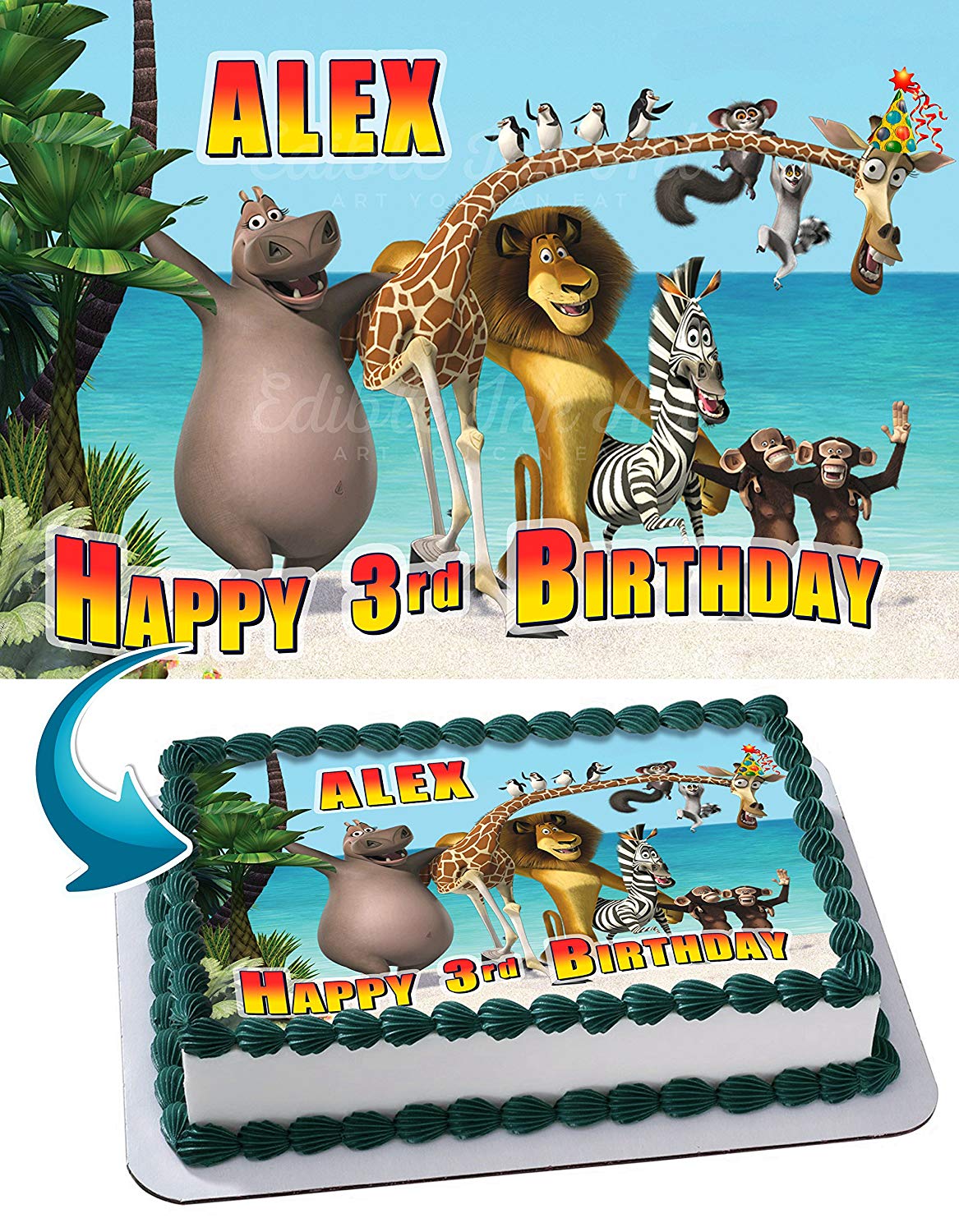 Madagascar Edible Cake Topper