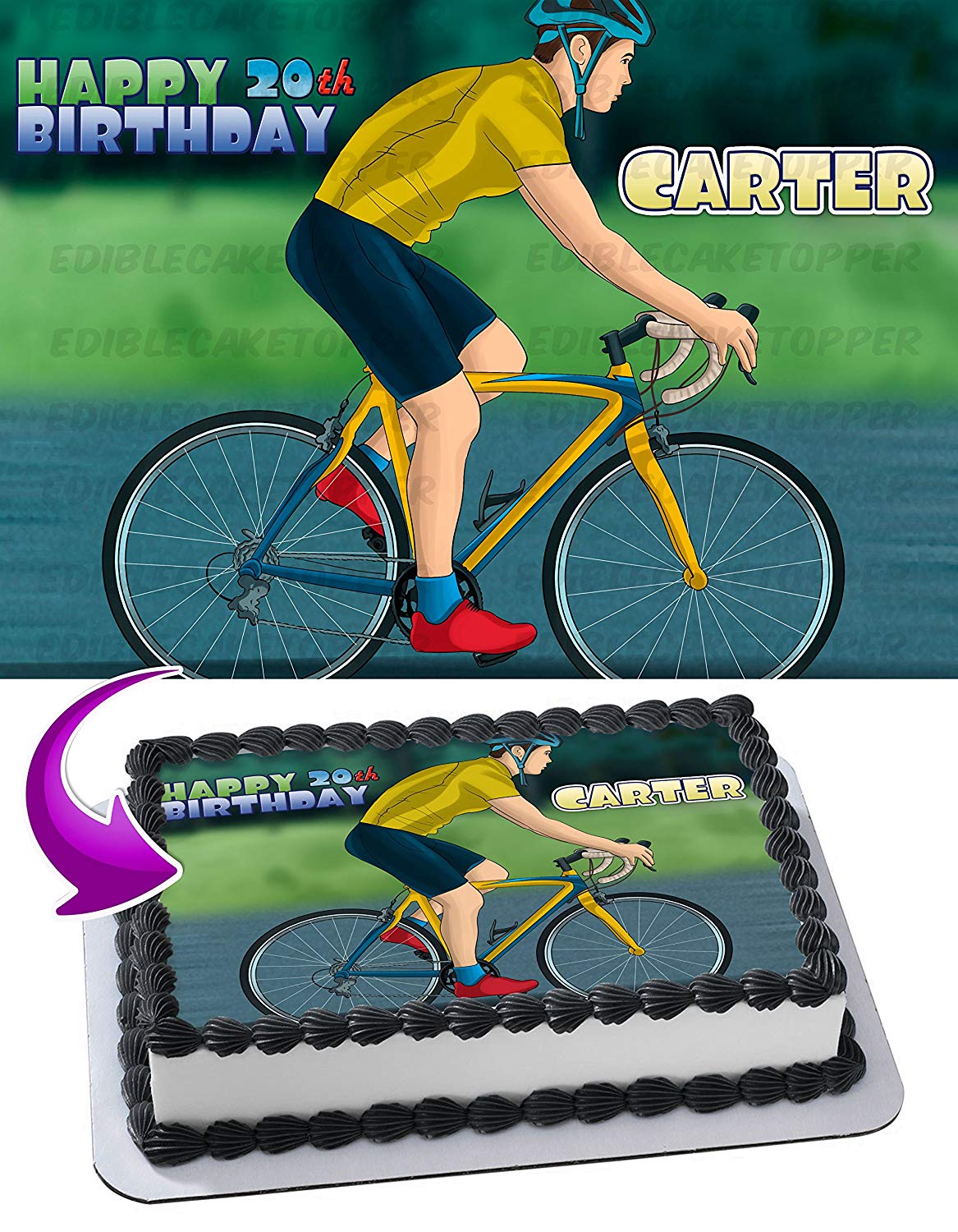 Road Bicycle Bike Edible Cake Topper