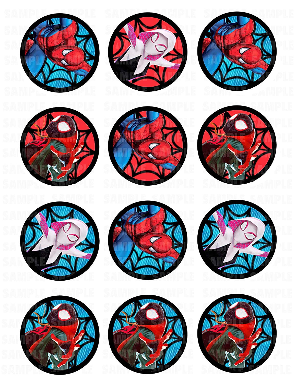 Spider Boy Into the SpiderVerse Edible Cupcake Toppers – Round Ic - Edible Cake Topper | Icing Sheet | Birthday Cake Decoration