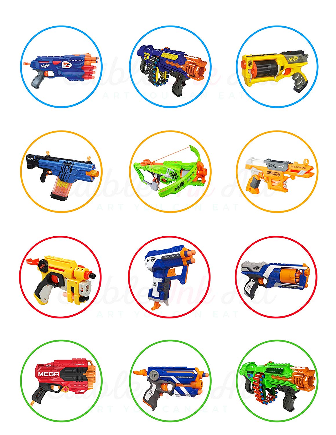 Toys Blaster Guns Edible Cupcake Toppers – Round Icing Sheet Birt - Edible Cake Topper | Icing Sheet | Birthday Cake Decoration