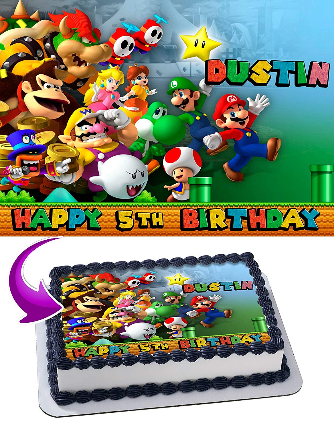 Mario Bros Gaming Joshi Luigi Edible Cake Topper