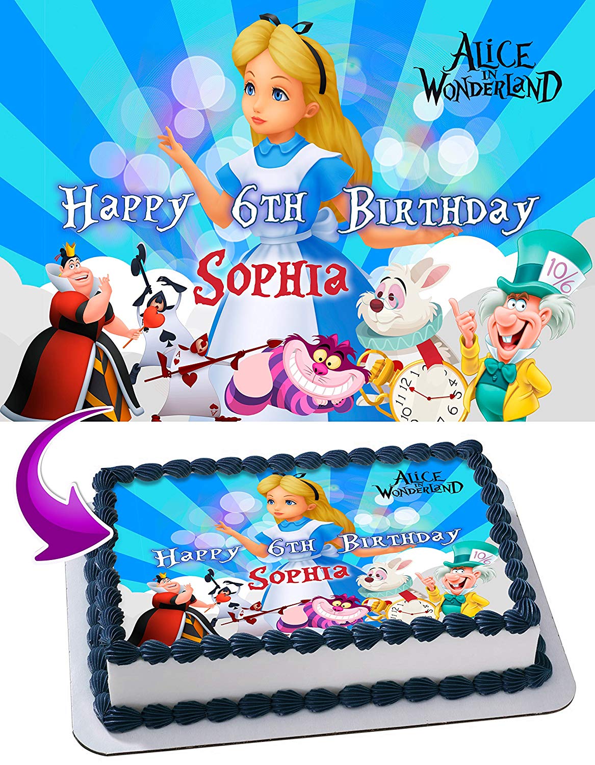 Alice in Wonderland AWL Edible Cake Topper