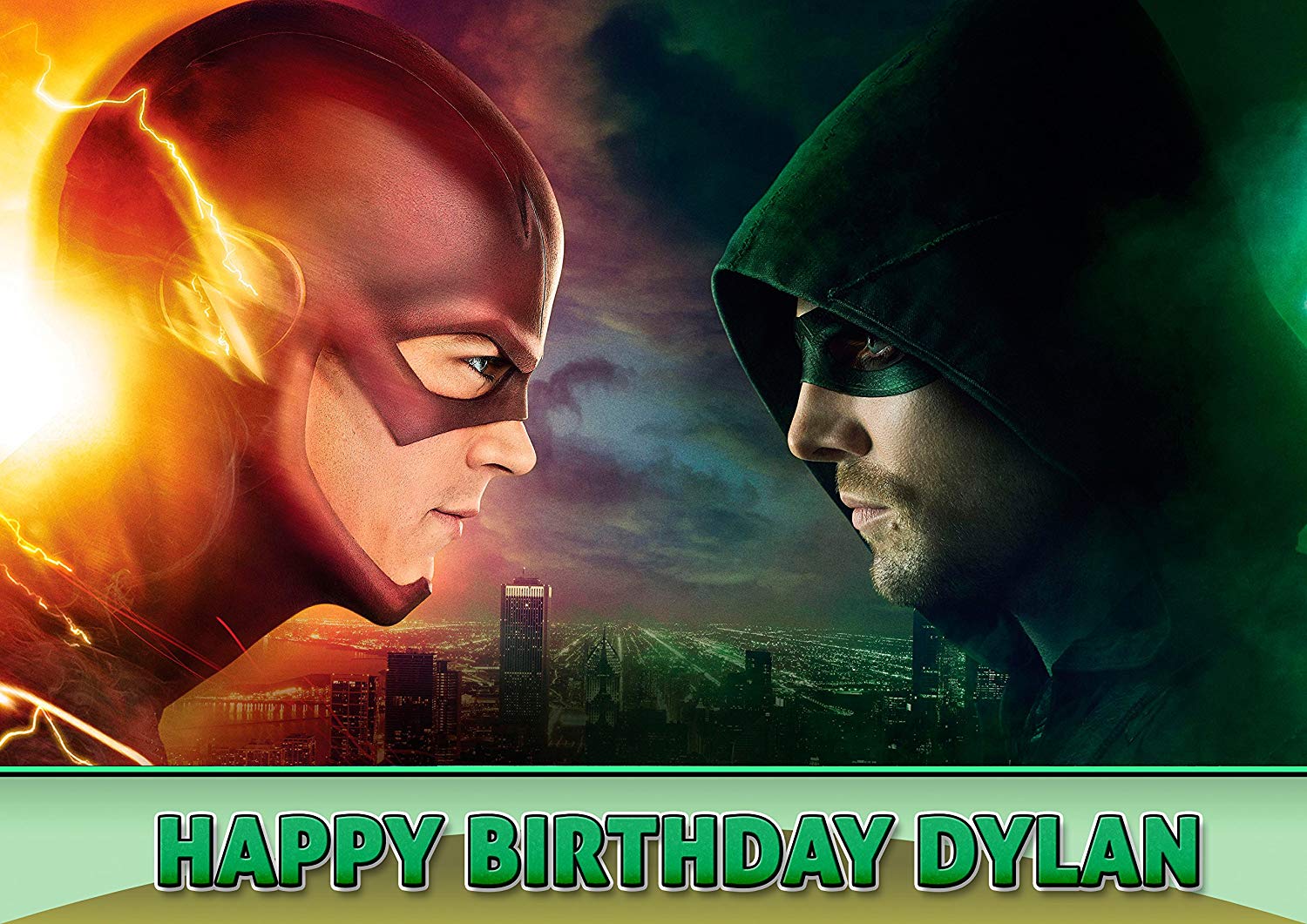 Flash vs Arrow Barry Oliver DC Comics Edible Cake Topper