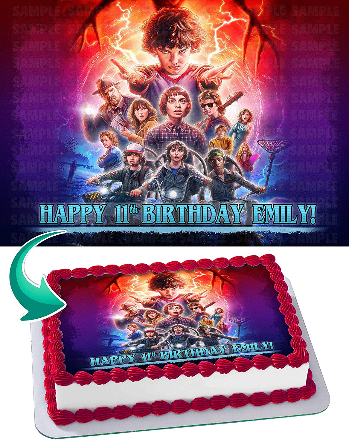 Stranger Boys Girls 4 Edible Cake Topper