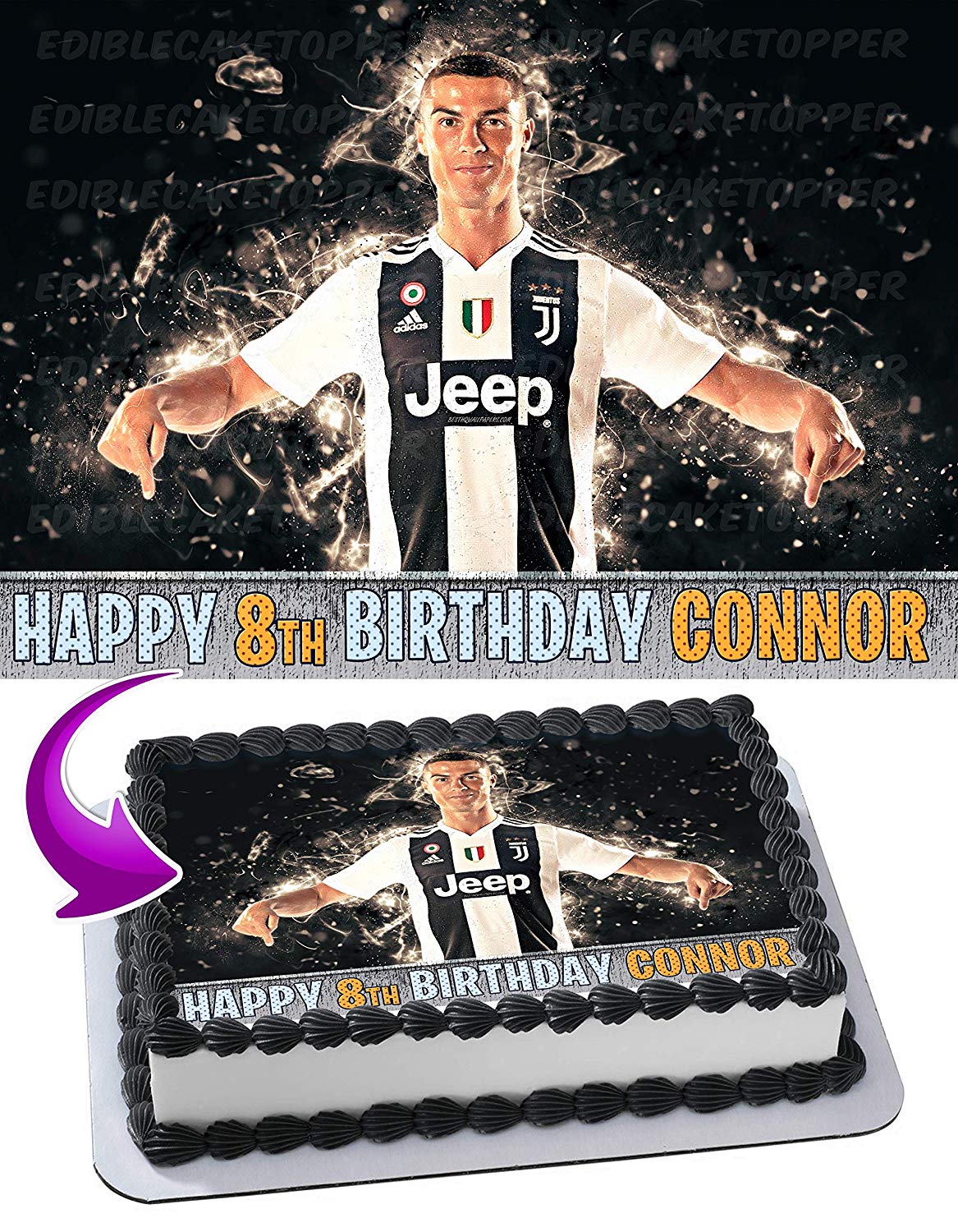 Cristiano Ronaldo CR7 Juventus Edible Cake Topper