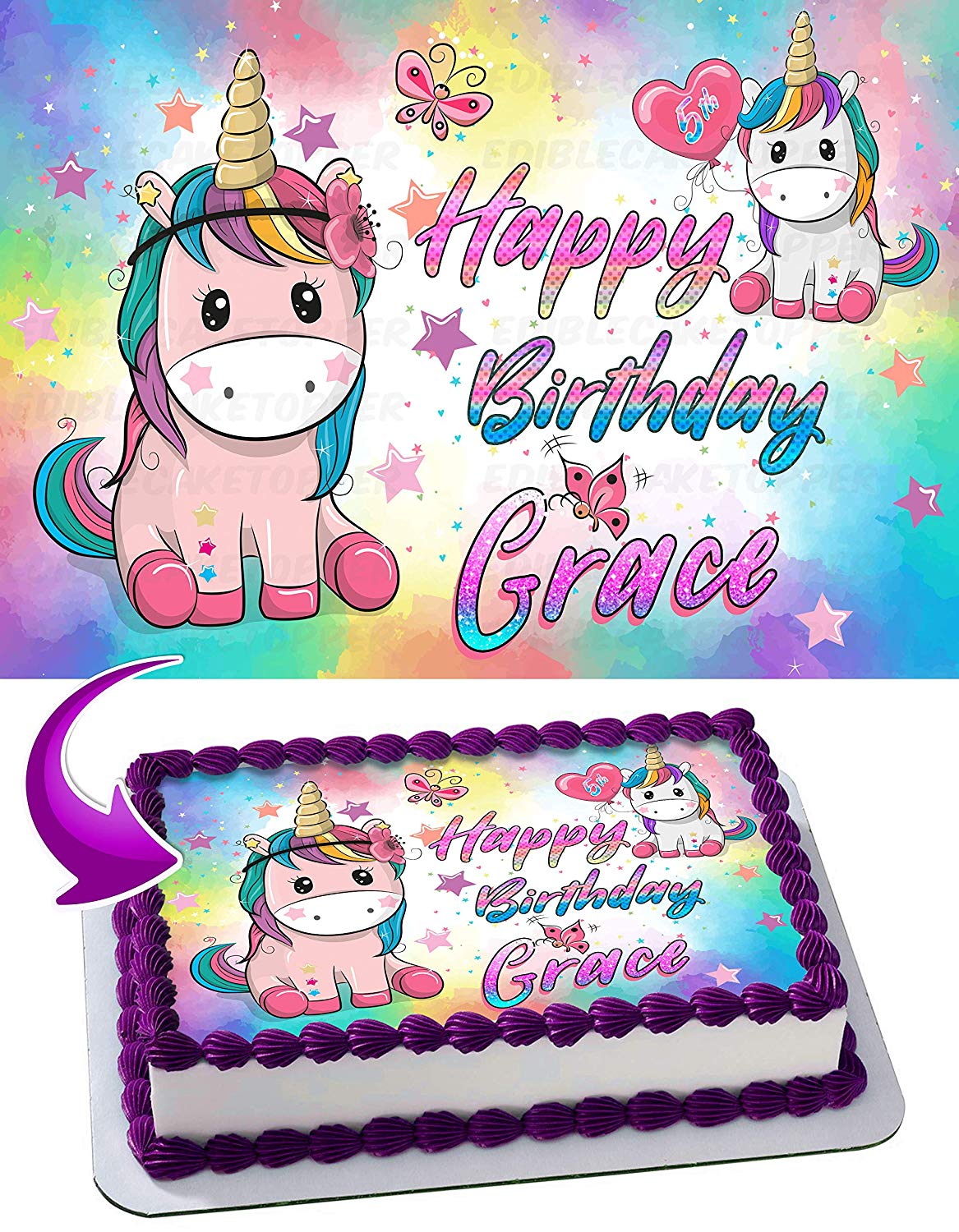 Pony Unicorn Baby Edible Cake Topper