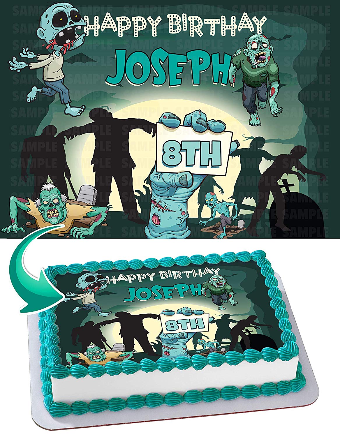 Terrific Horror Zombie Edible Cake Topper