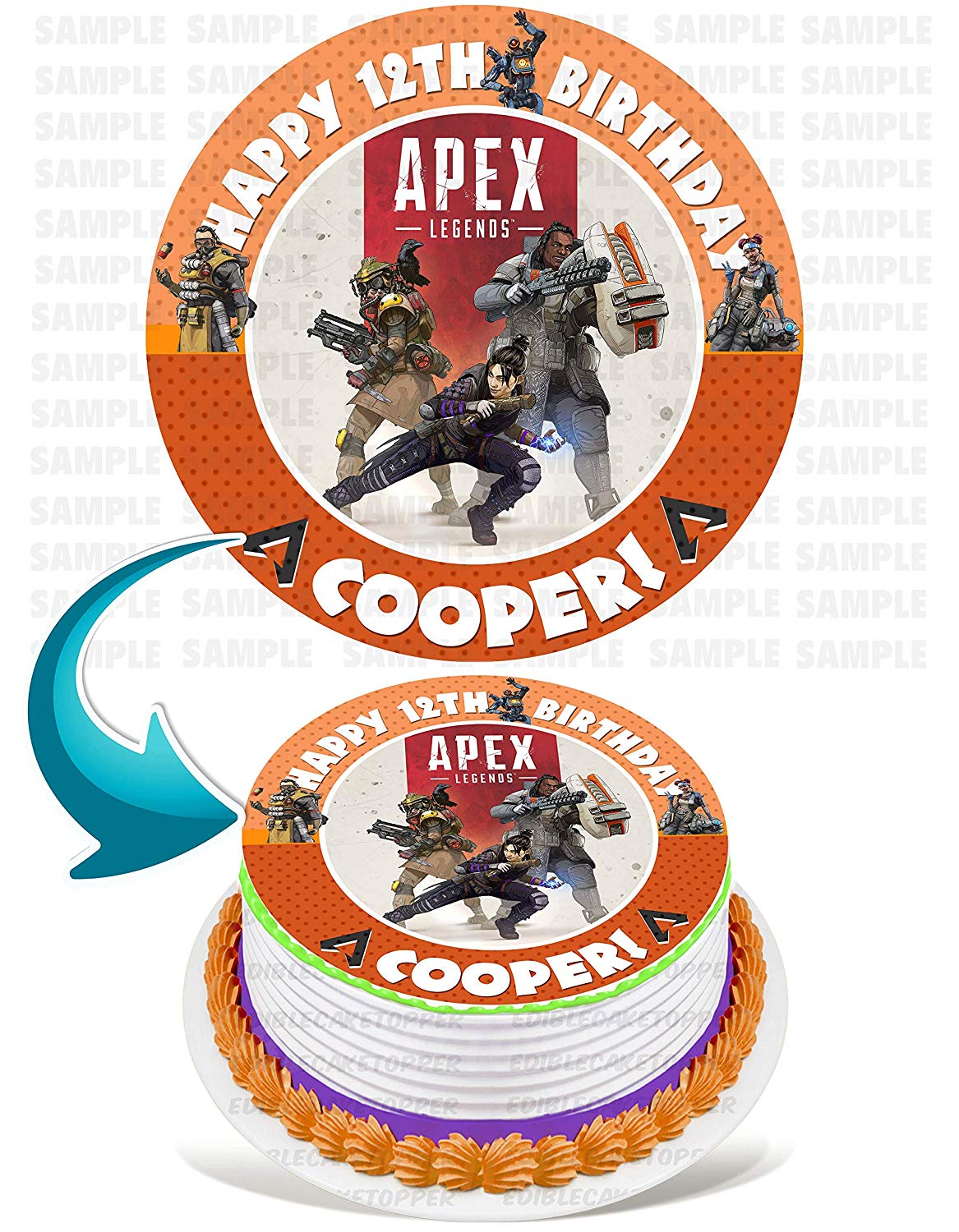 Apex Legends Round – Icing Sheet Birthday - Personalized Edible Cake Topper | Custom Icing Sheet | Birthday Cake Decoration | Photo Cake Image