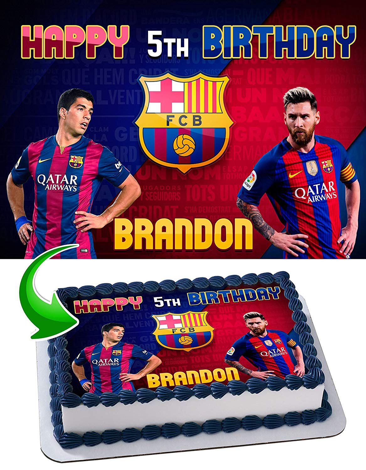 FC Barcelona Lionel Messi Leo Messi Luis Suarez Edible Cake Topper