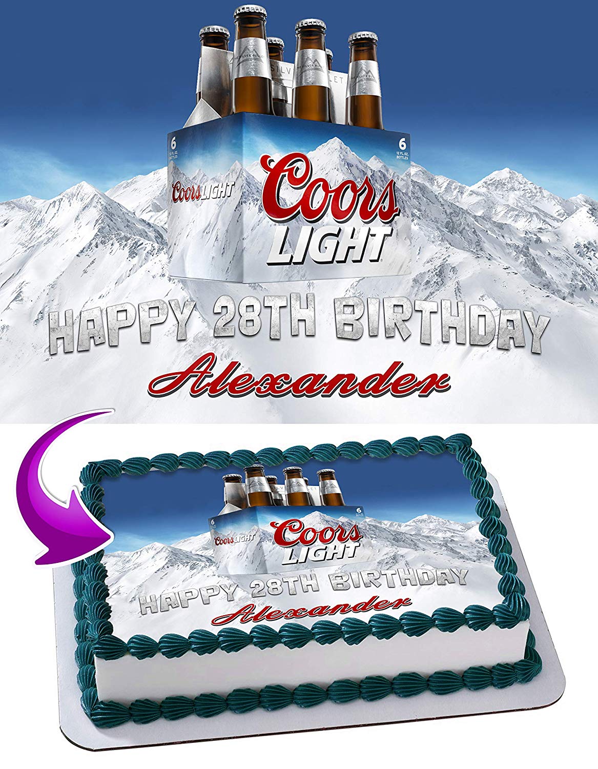 Coors Light Beer Edible Cake Topper