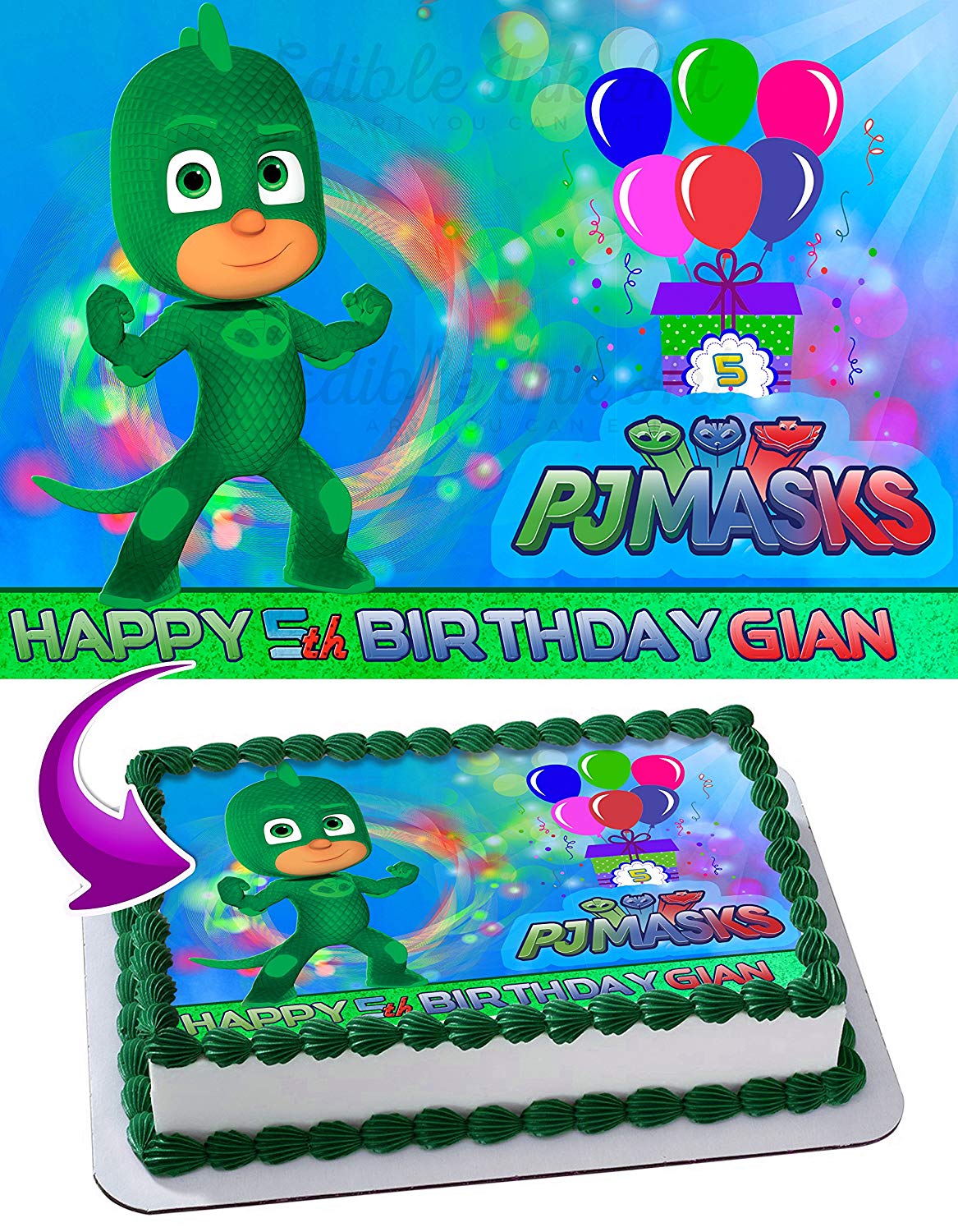 Gekko PJ MASKS Edible Cake Topper