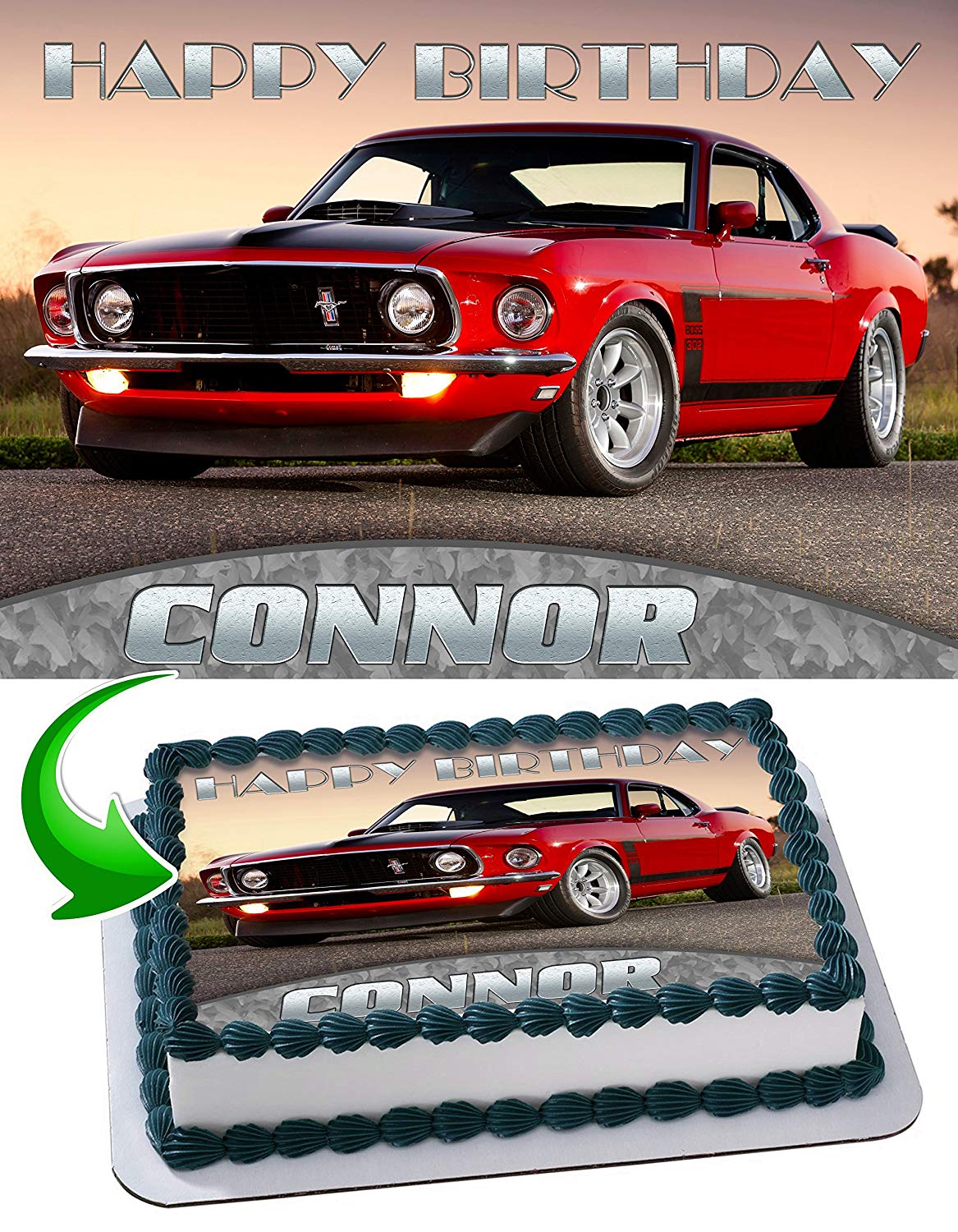 Ford Mustang Edible Cake Topper