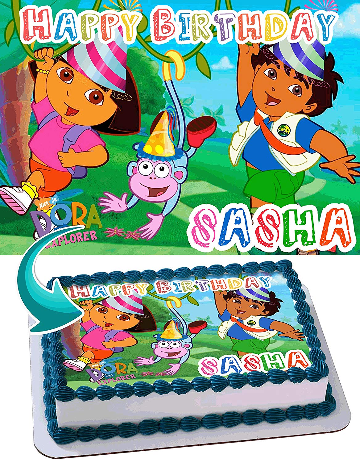 Dora Girls Kids Edible Cake Topper