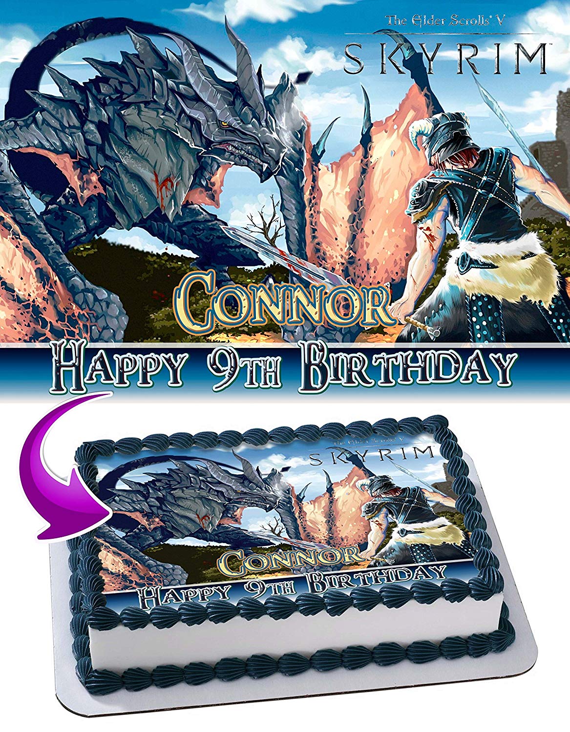 Skyrim Dragon Edible Cake Topper