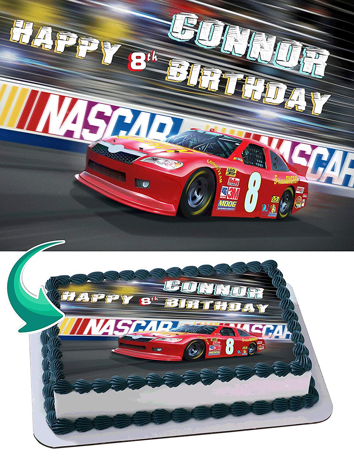 NASKAR Racing Cars Edible Cake Topper
